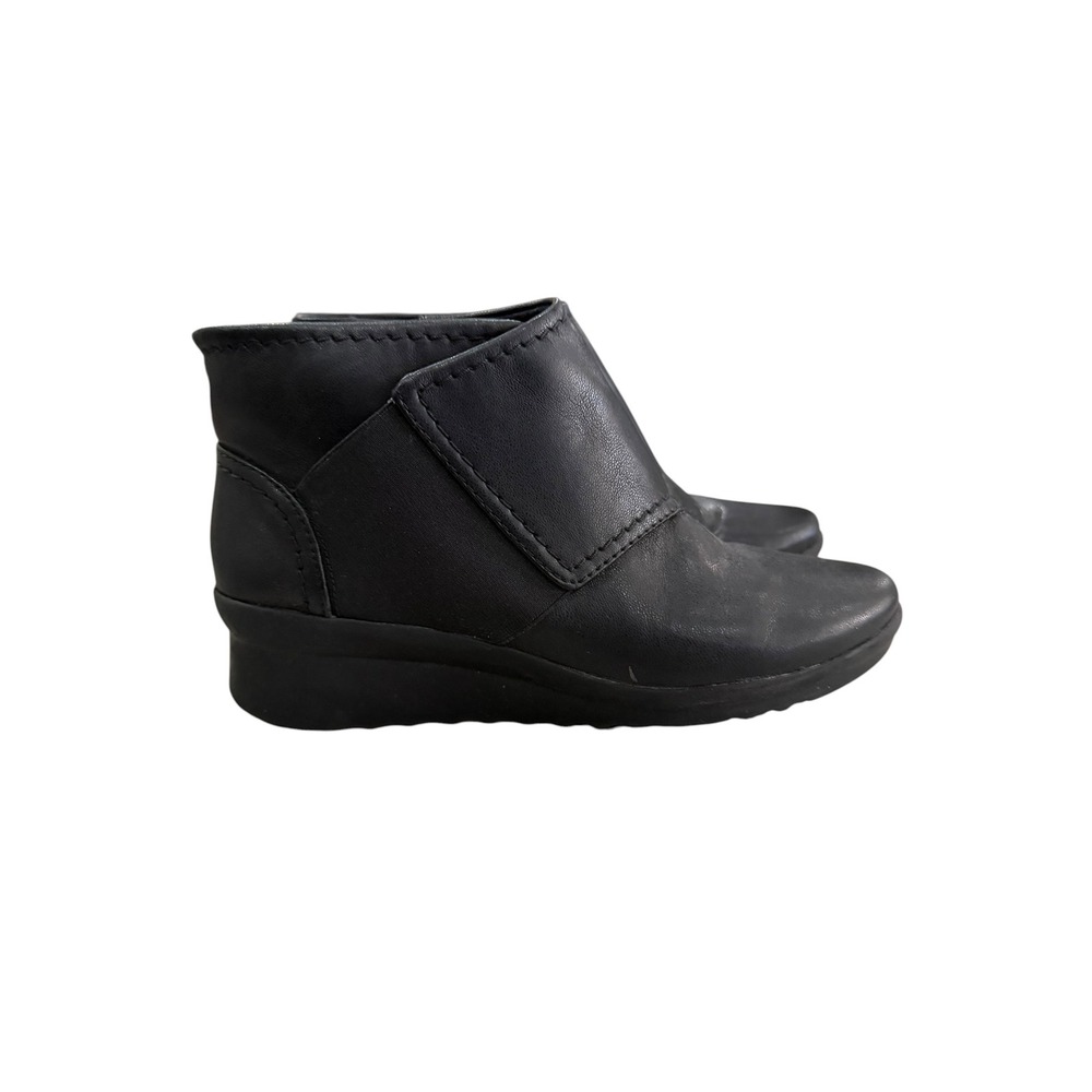Clarks Cloudsteppers Sillian 2.0 Mid Black Leather Ankle Boots Women US 6 M